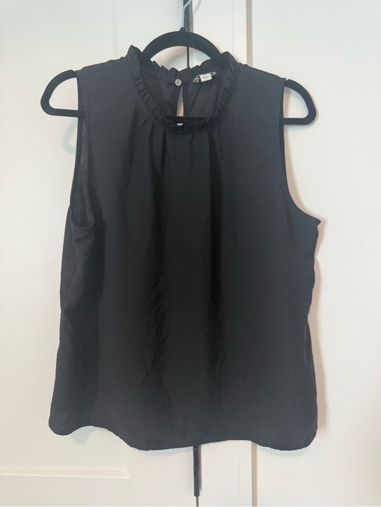 J. Crew Tops - J Crew Sleeveless Ruffle-Neck Black Top